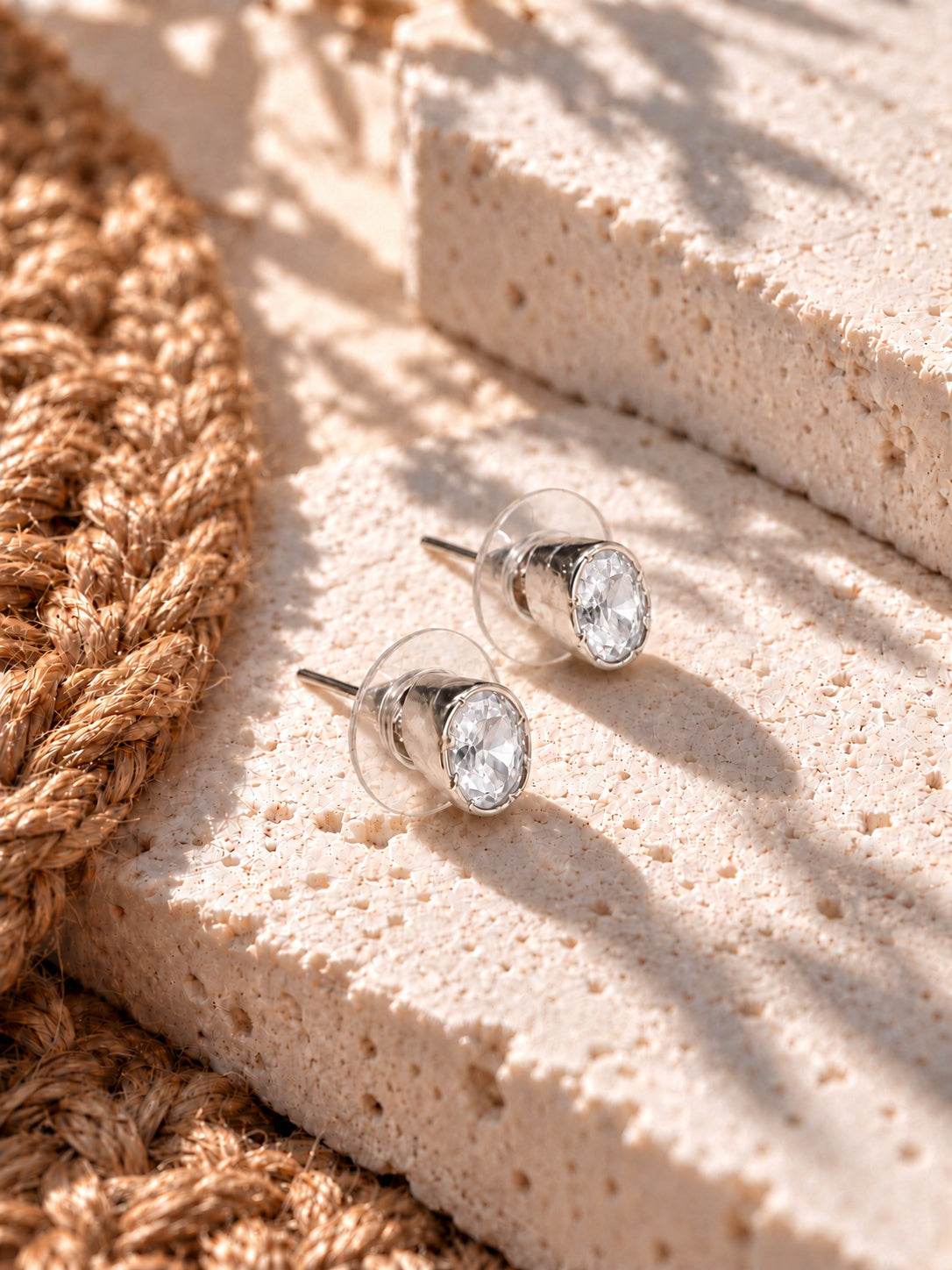 Niska white oval AD Stone Silver Replica earrings view 4
