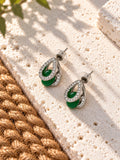 Niska green teardrop AD Stone Silver Replica earrings - view 2