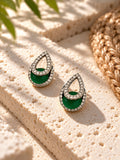 Niska green teardrop AD Stone Silver Replica earrings - view 3