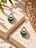 Niska green teardrop AD Stone Silver Replica earrings - view 4