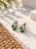 Niska green teardrop AD Stone Silver Replica earrings - view 5