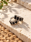 Niska Black AD Stone Silver Replica Hoop Earrings ER26N20106 image 4