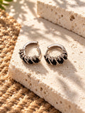 Niska Black AD Stone Silver Replica Hoop Earrings ER26N20106 image 6