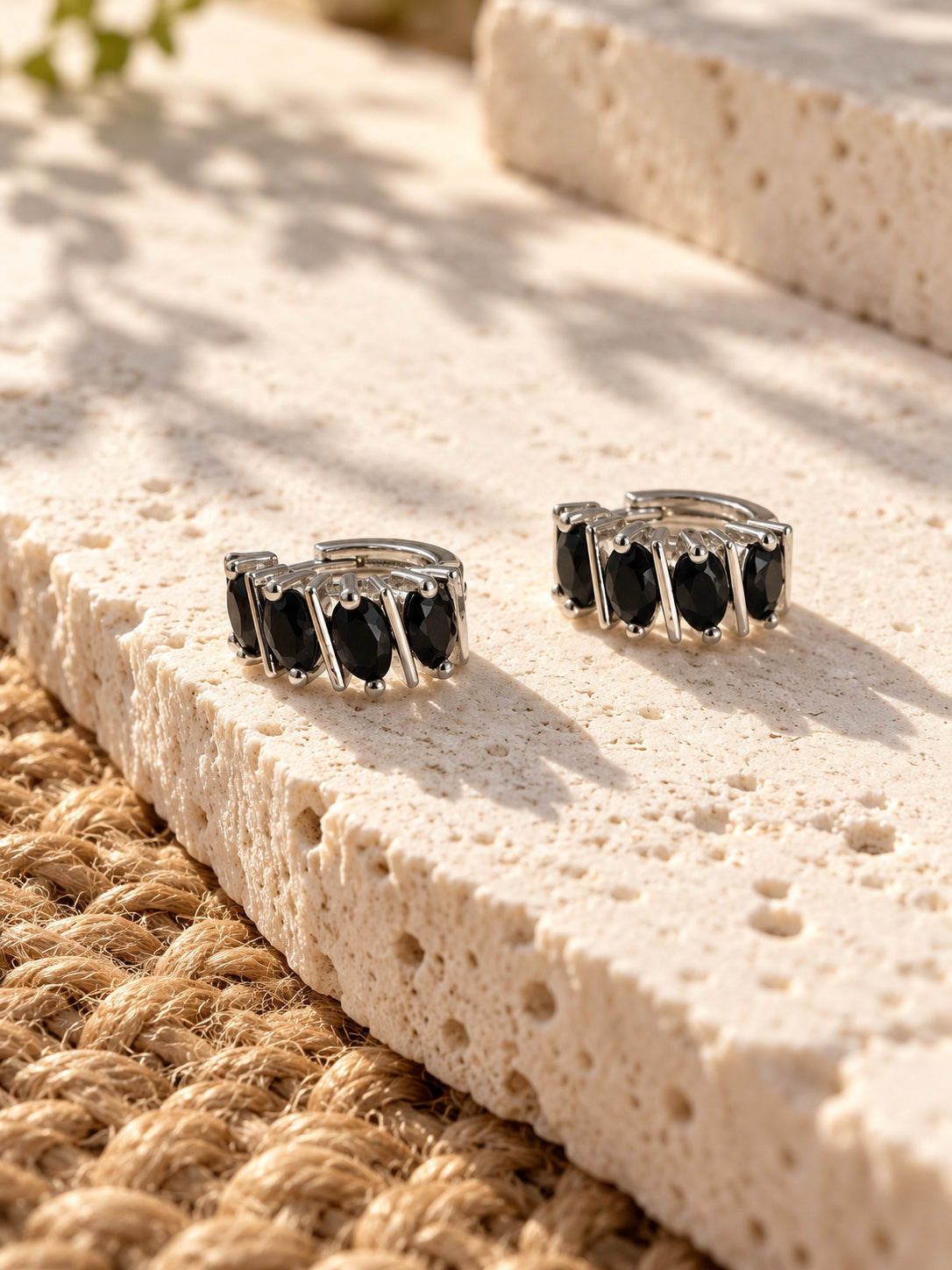 Niska Black AD Stone Silver Replica Hoop Earrings ER26N20106 image 8
