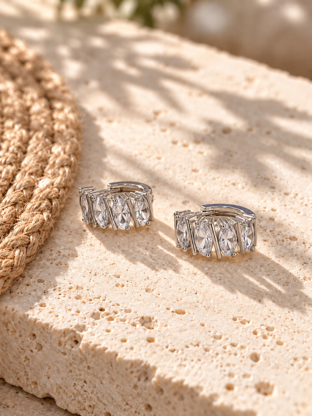 Niska Silver replica AD Stone hoop earrings – product and model view