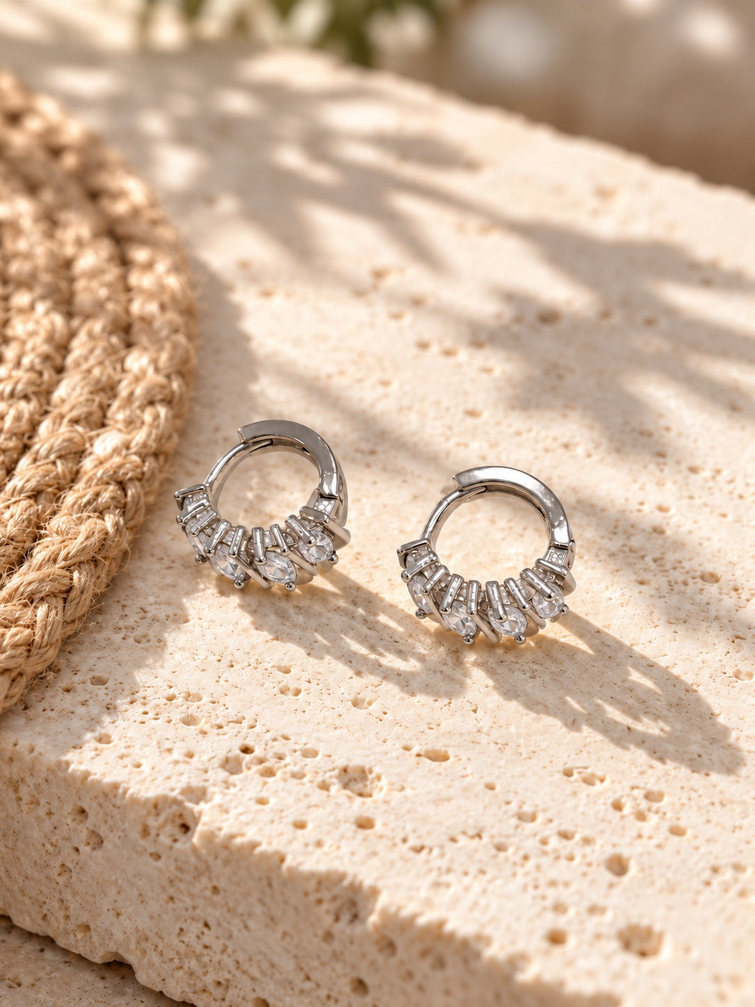 Niska Silver replica AD Stone hoop earrings – product and model view
