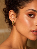 Niska green AD Stone Silver replica hoop earring model close-up