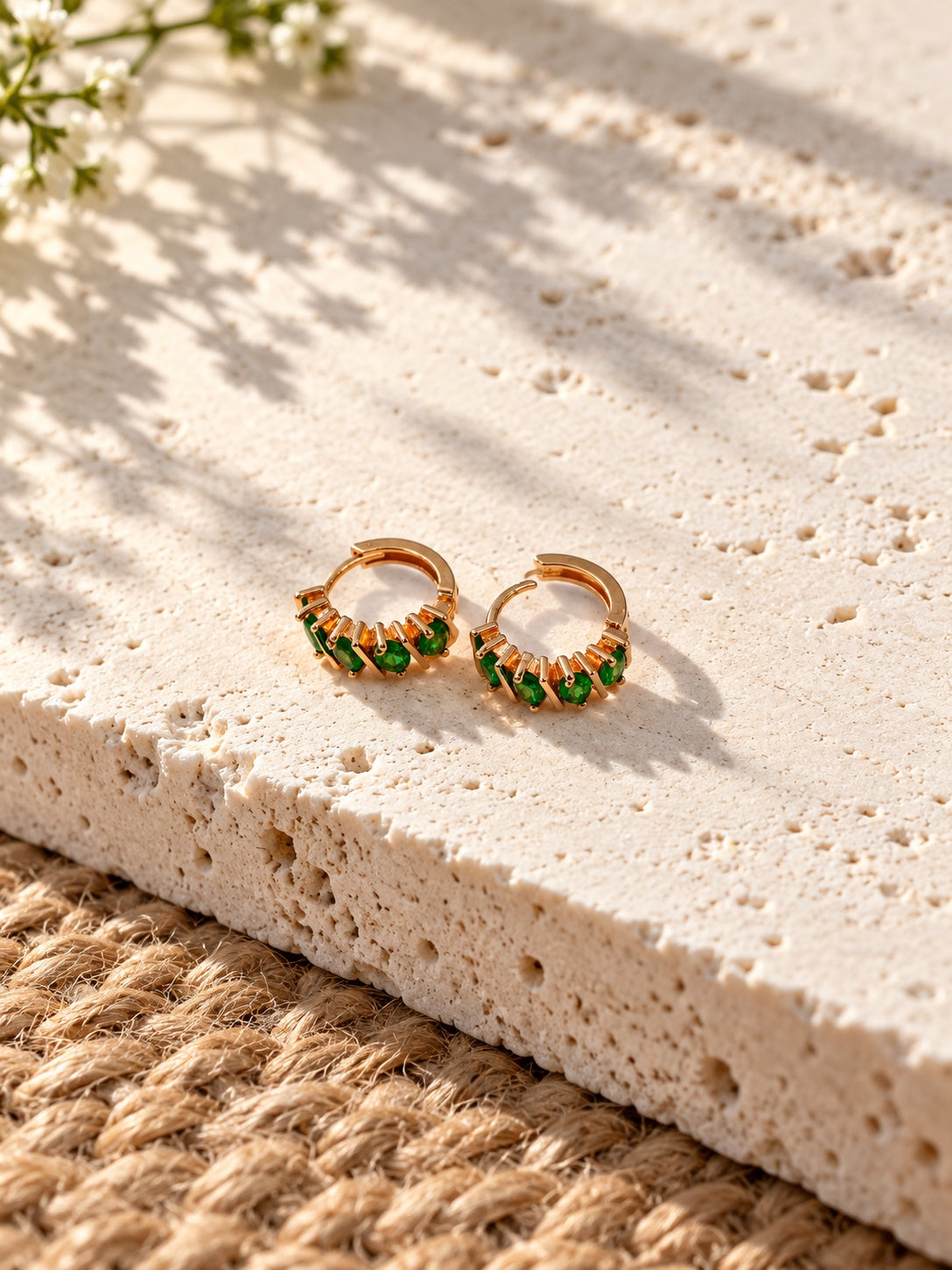 Niska green AD Stone Silver replica hoop earrings – product view 05