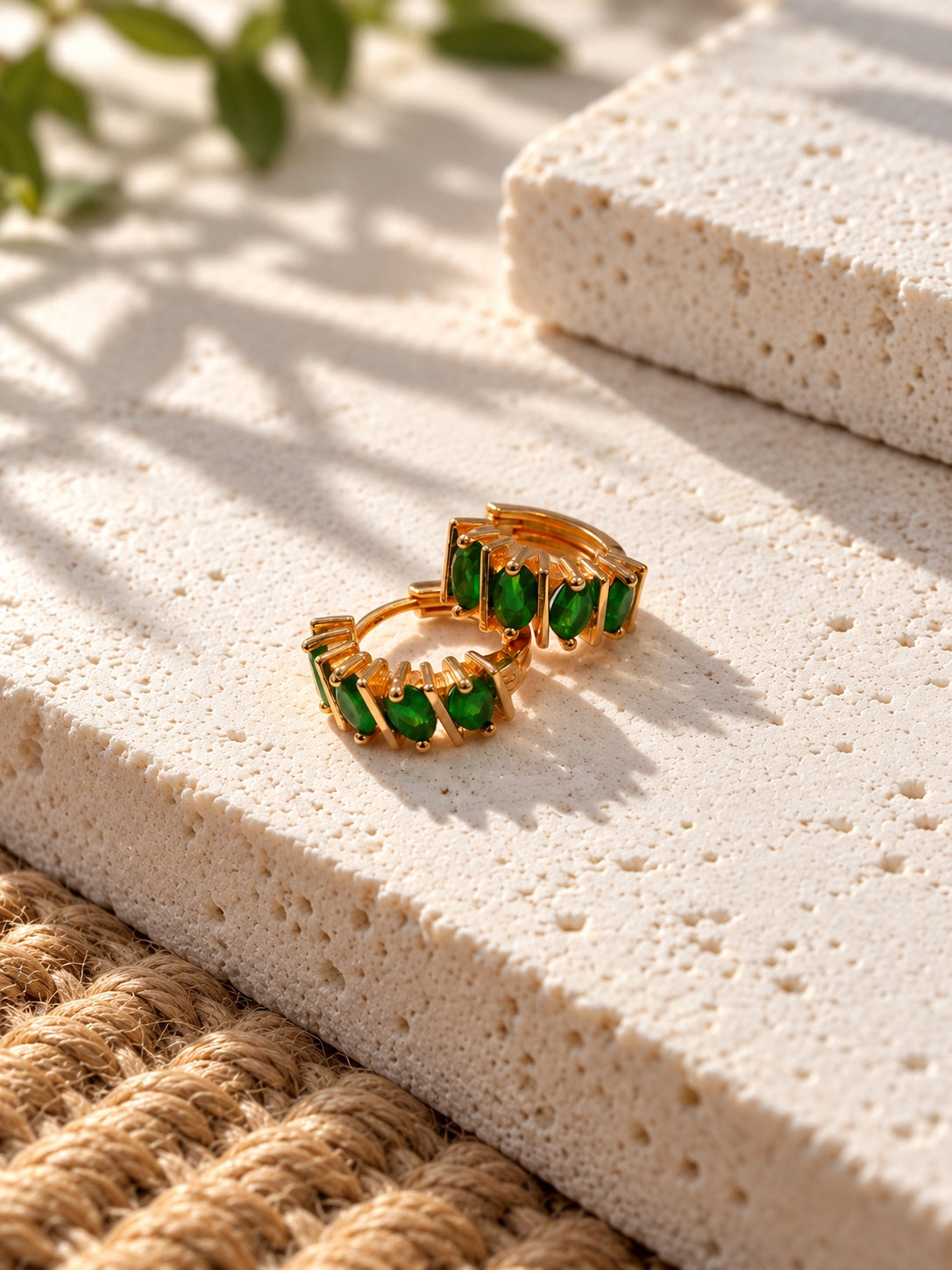 Niska green AD Stone Silver replica hoop earrings – product view 07