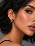 Niska red AD Stone Silver Replica hoop earrings ER26N20110 model wearing earrings