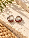 Niska red AD Stone Silver Replica hoop earrings ER26N20110 view 2