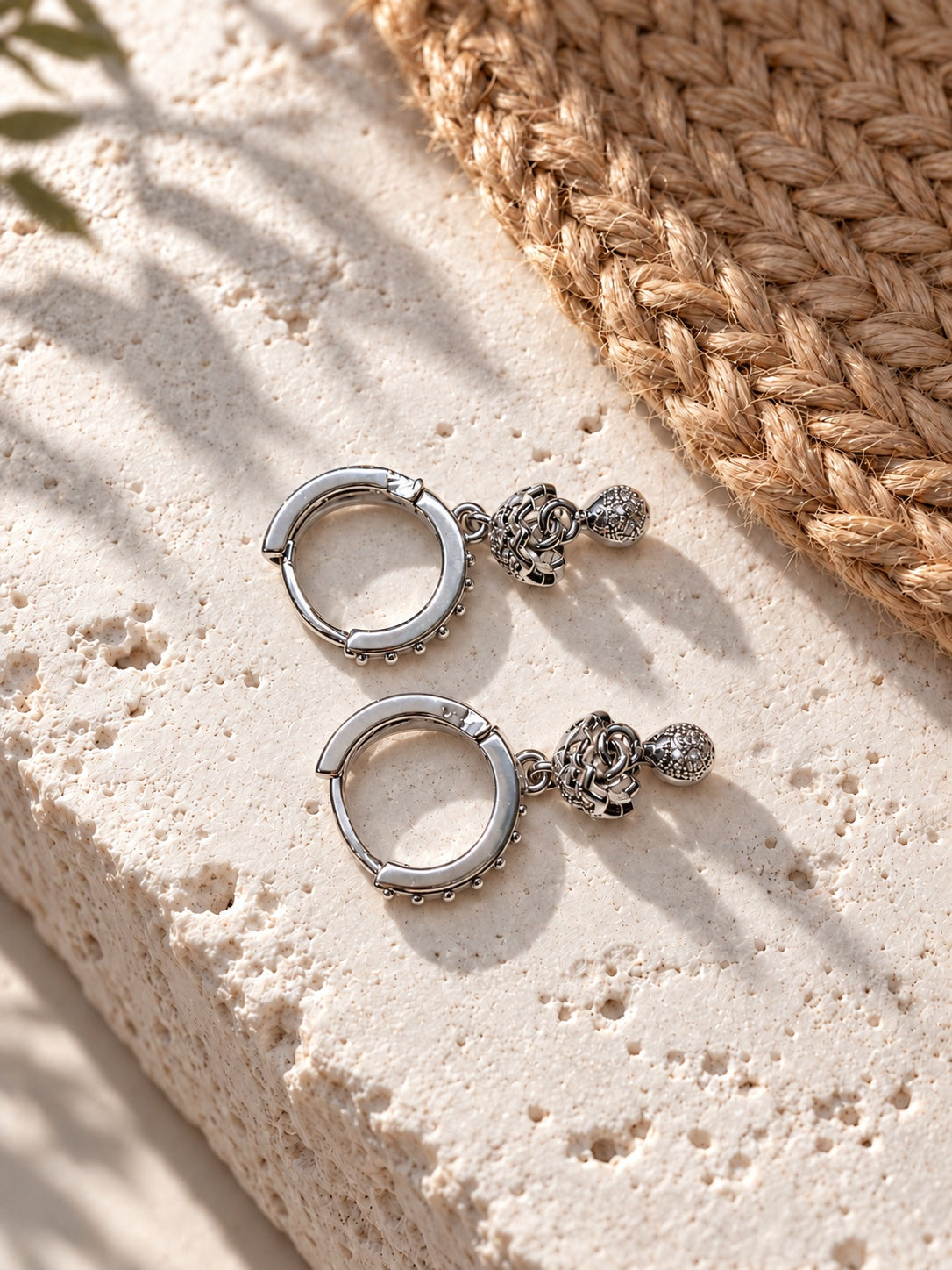 Niska AD Stone Silver Replica Hoop Earrings product view 4