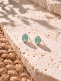 Sea green oval AD Stone Silver Replica earrings - view 12