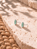 Sea green oval AD Stone Silver Replica earrings - view 13