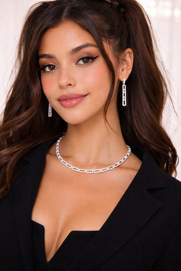 Silver Plated Crystal Jewellery Set
