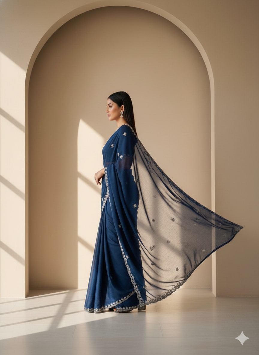 Georgette Designer Party Wear Blue