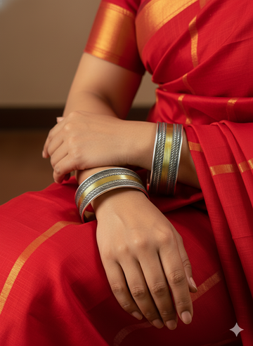 Chaya Floral Embossed Silver Oxidized Bracelet Cuff