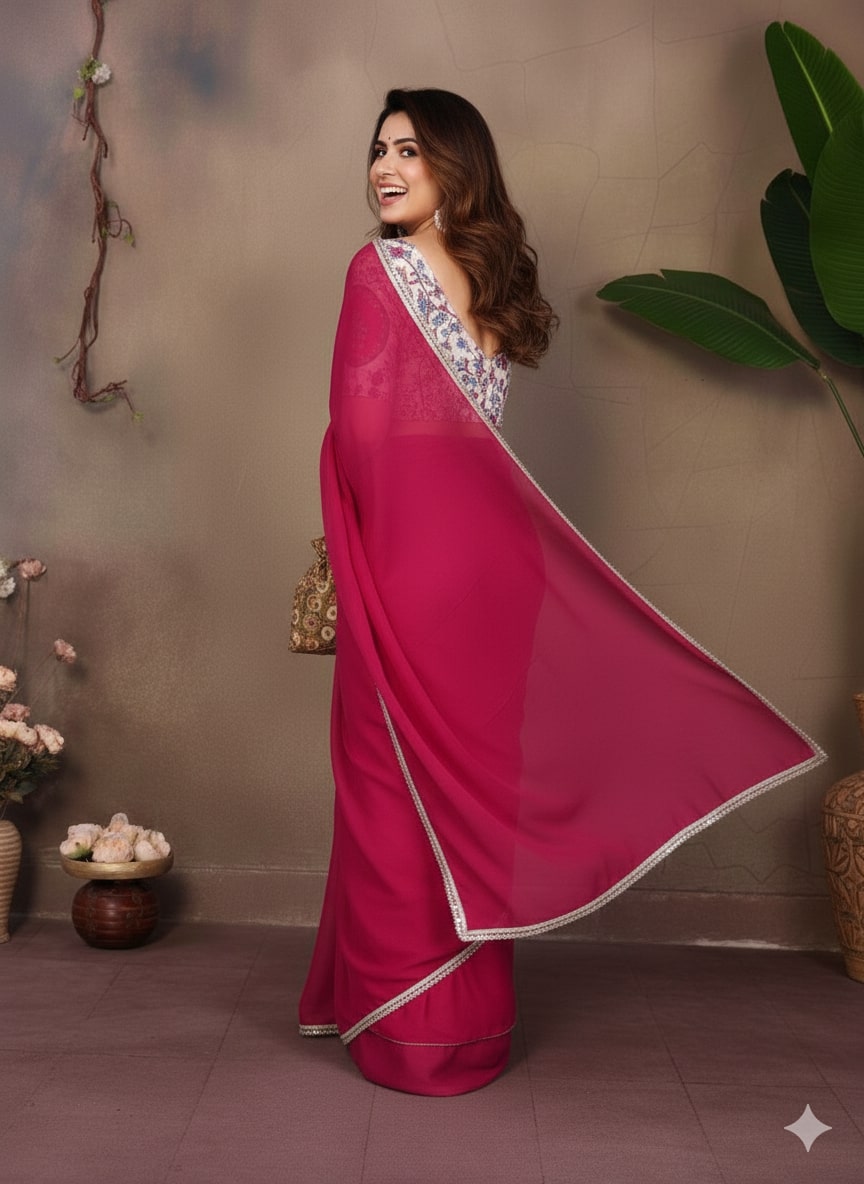 Georgette Silk Sarees Pink