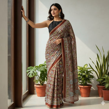 Everyday Bloom – Cotton Ajrakh Printed Saree