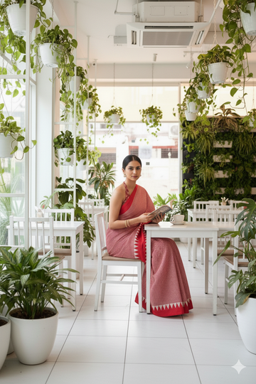 Ajrakh Print Silk Saree