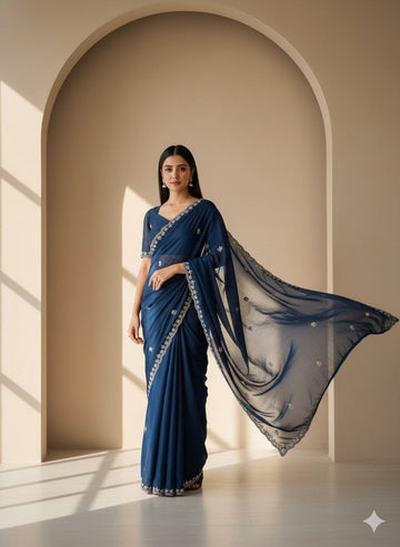 Georgette Designer Party Wear Blue