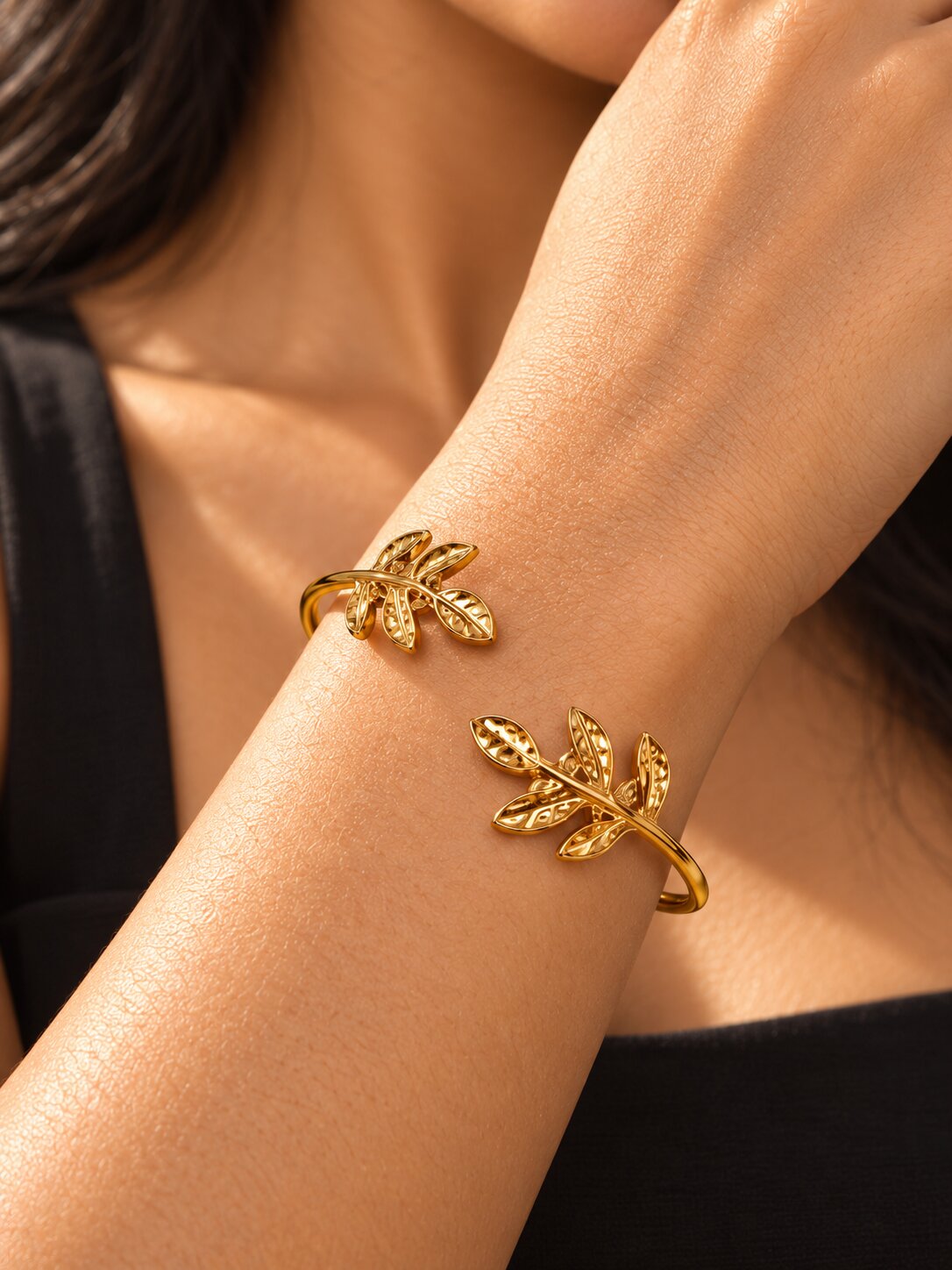 Gold-Tone Leaf Cuff Bracelet