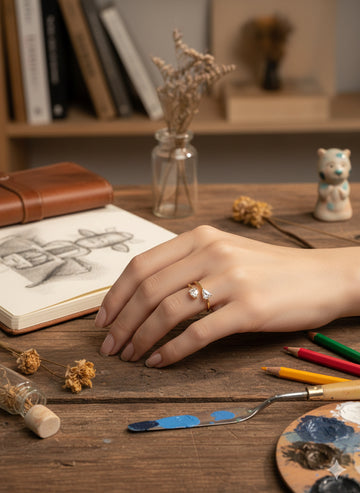 18K Gold-Plated Adjustable White Cubic Zirconia Studded Rings