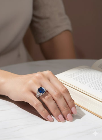 Silver-Plated AD Studded Adjustable Finger Ring