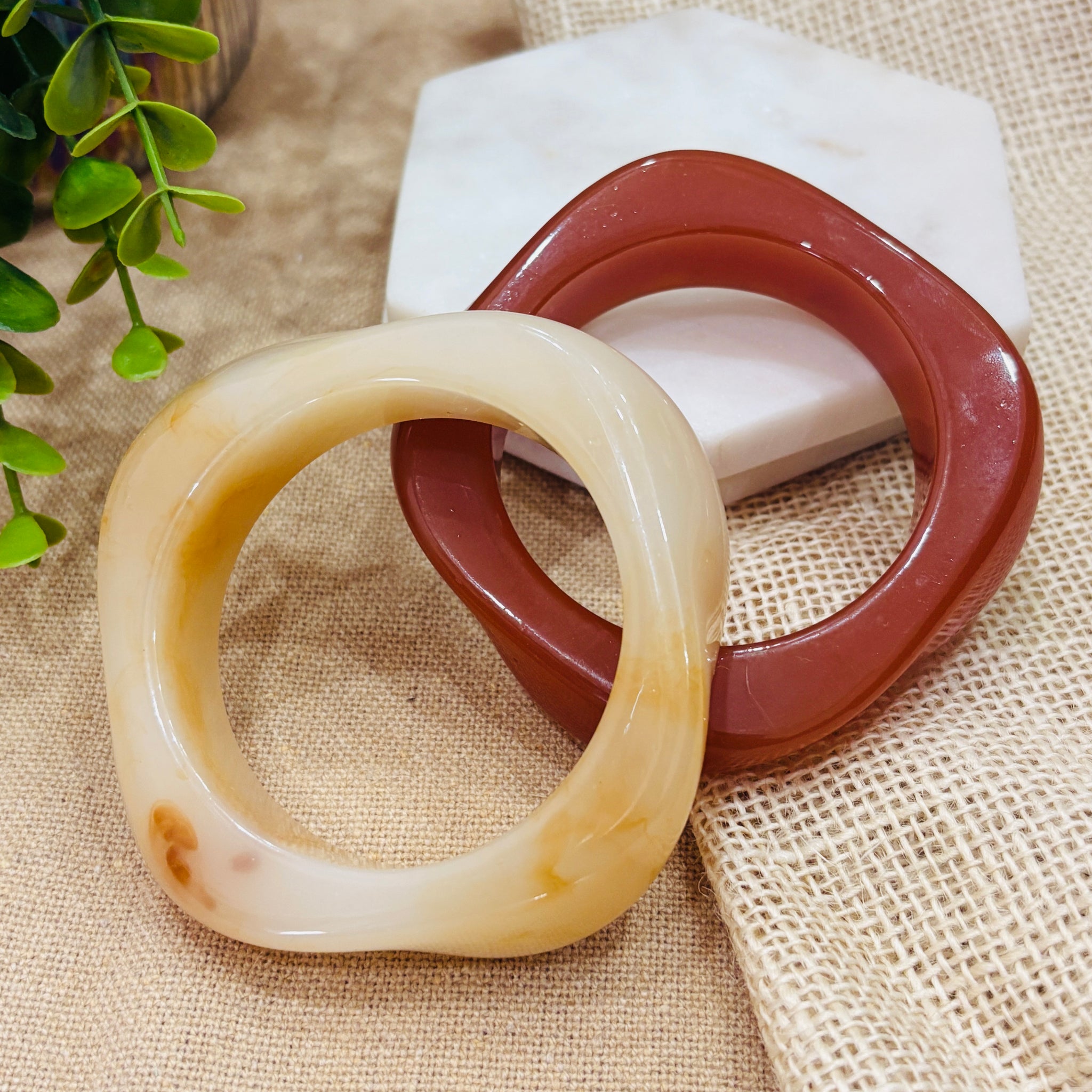 Exaggerated Resin Bangles Pack of 2