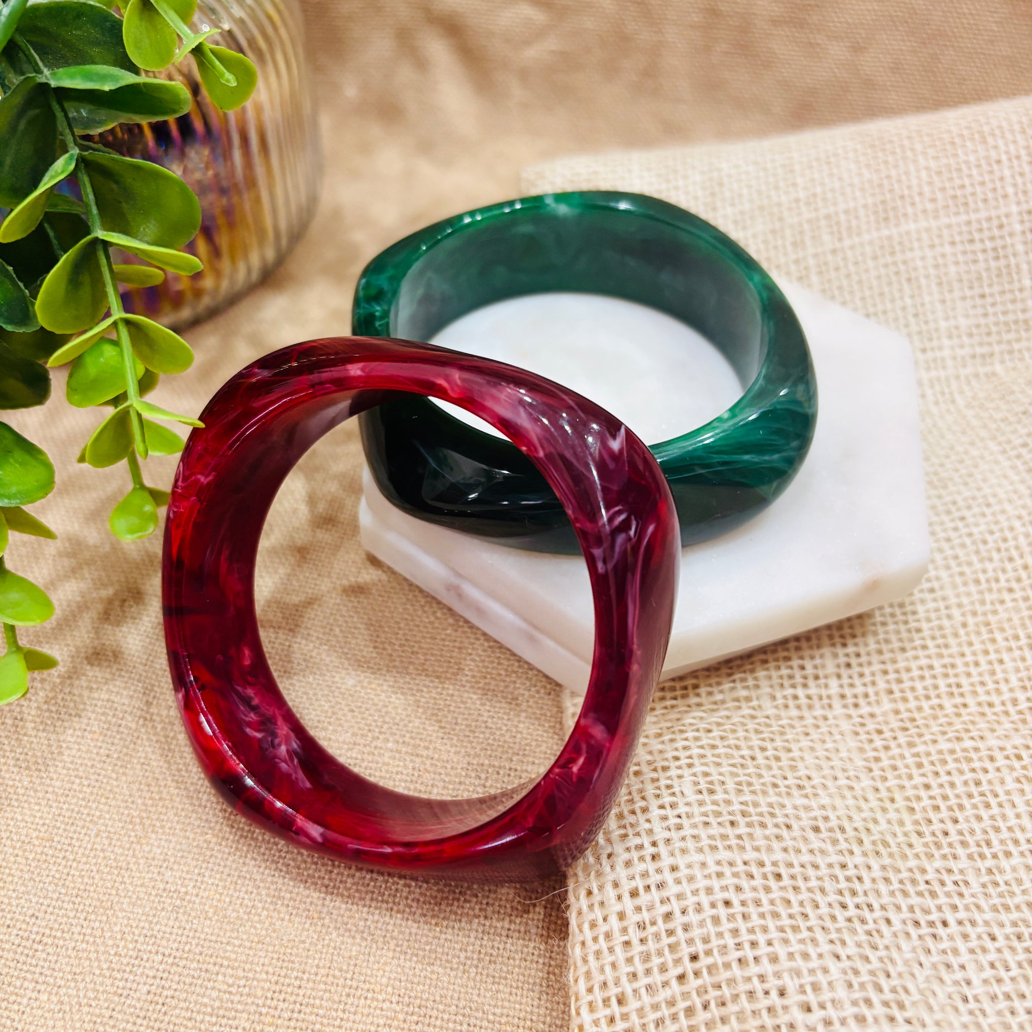 Exaggerated Resin Bangles Pack of 2