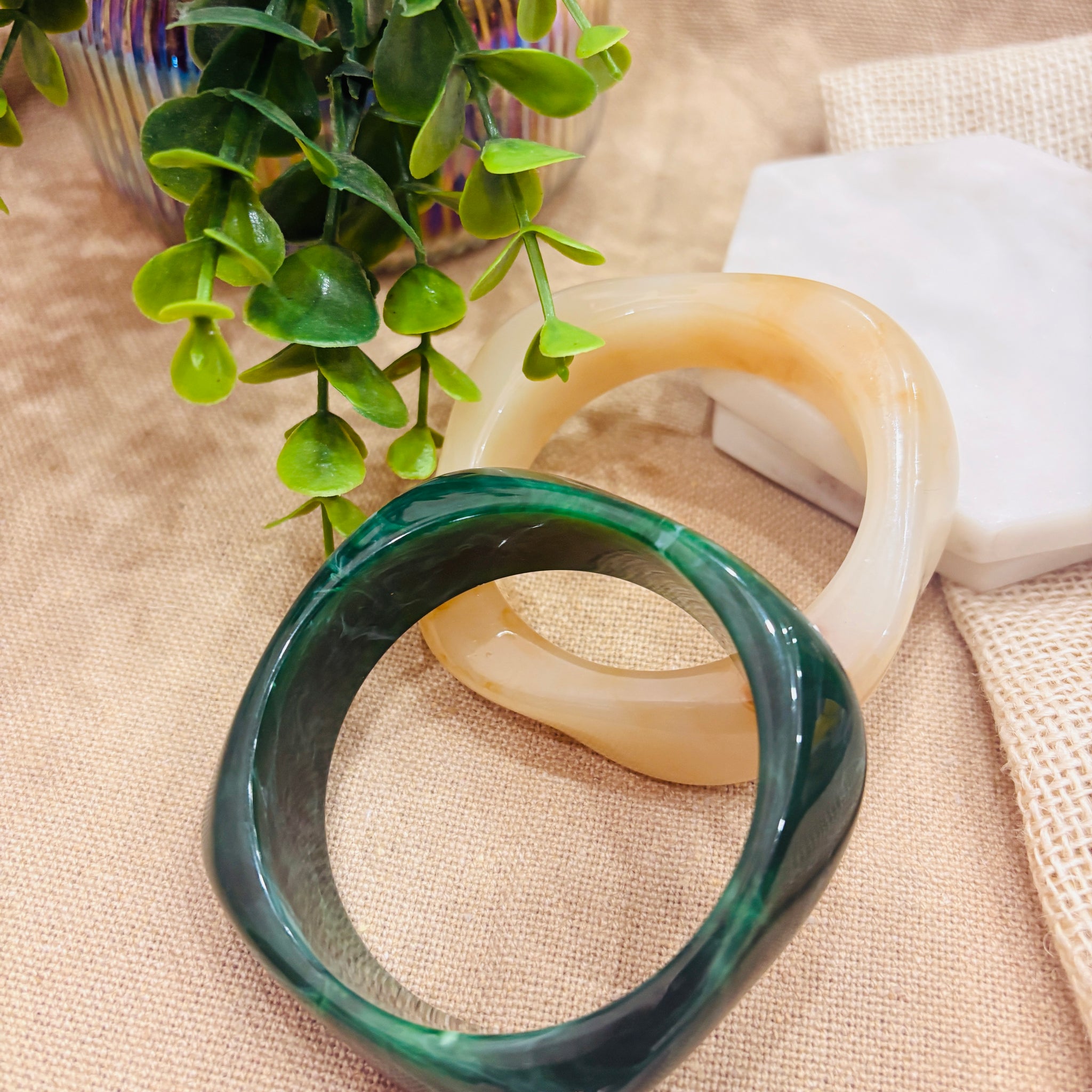 Exaggerated Resin Bangles Pack of 2