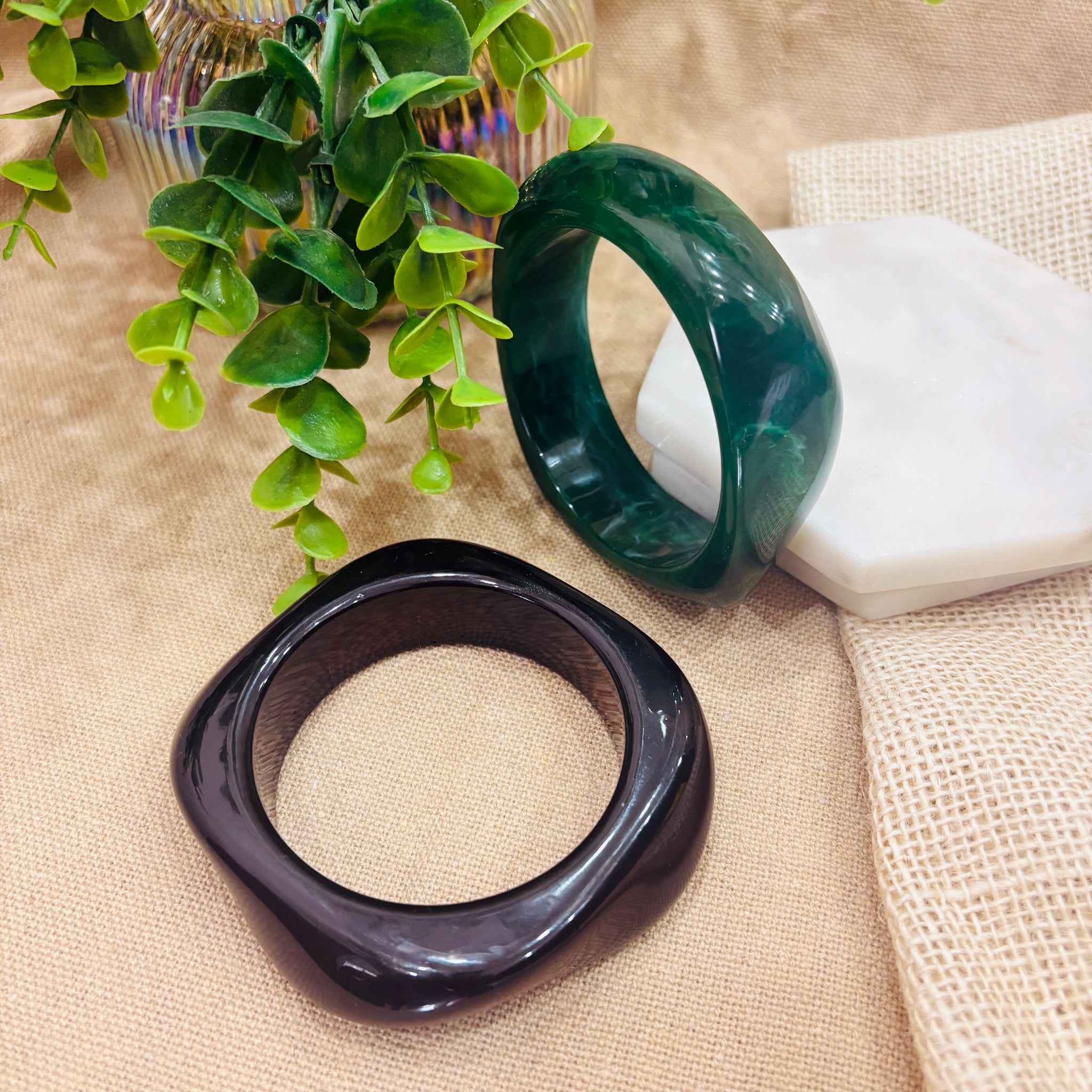 Exaggerated Resin Bangles Pack of 2