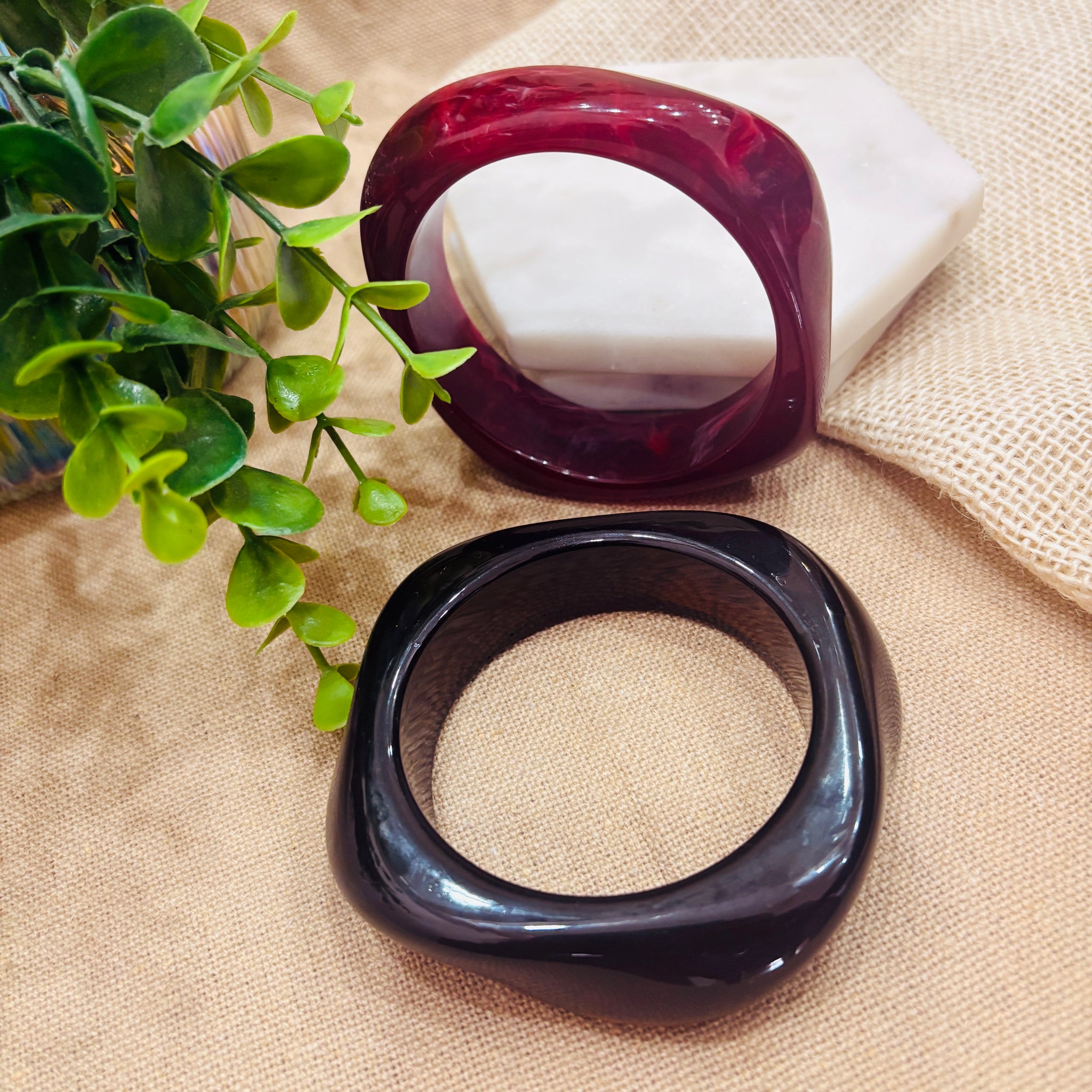 Exaggerated Resin Bangles Pack of 2