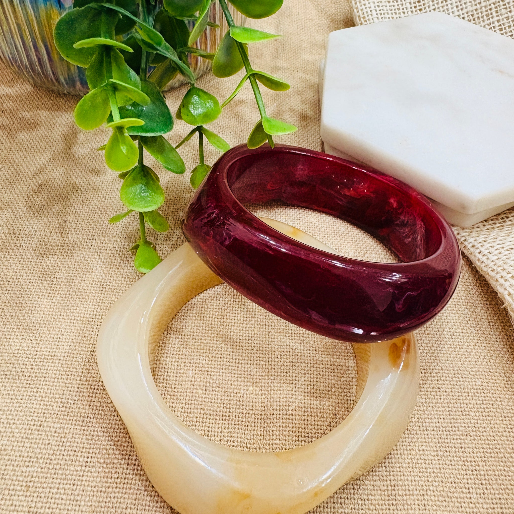 Exaggerated Resin Bangles Pack of 2