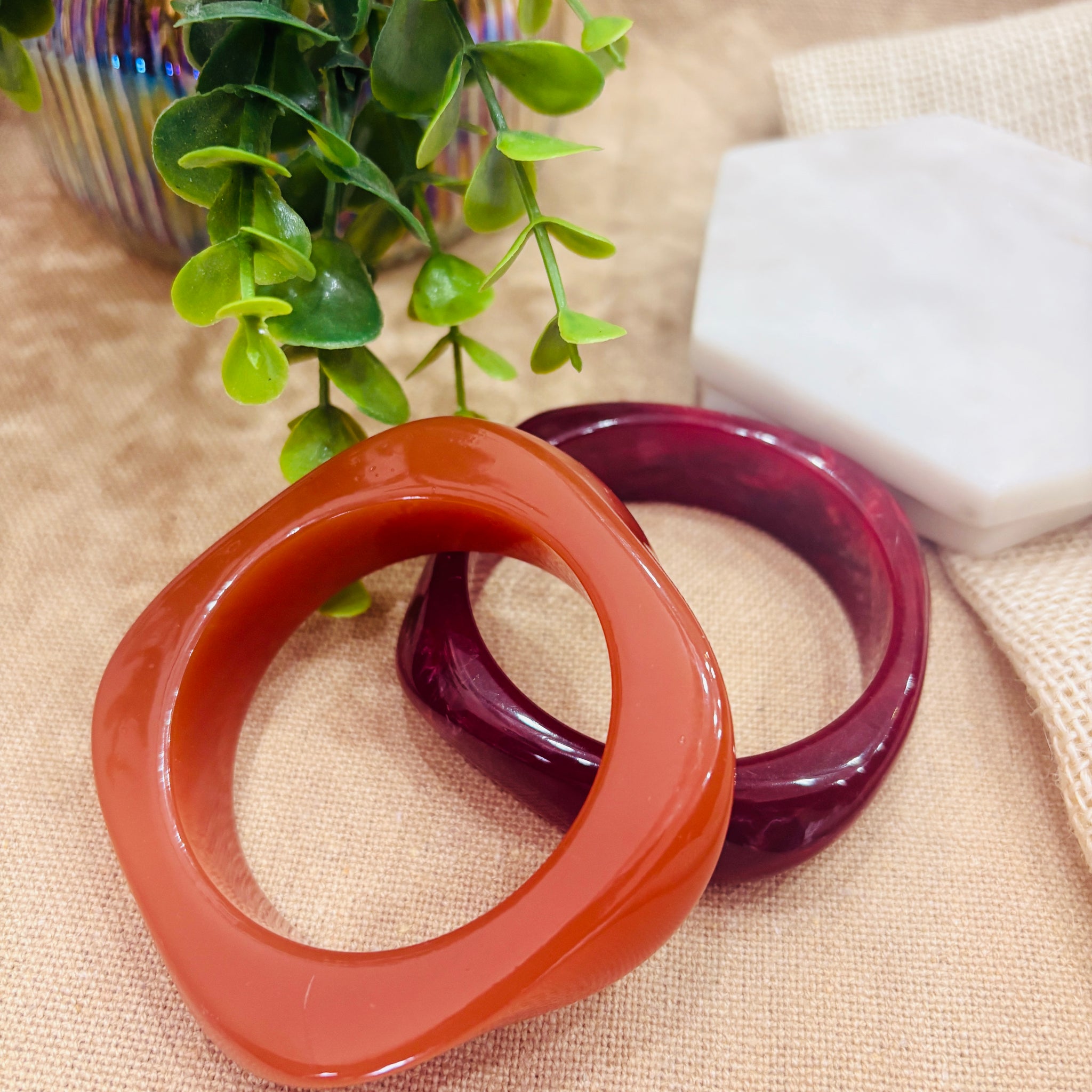Exaggerated Resin Bangles Pack of 2
