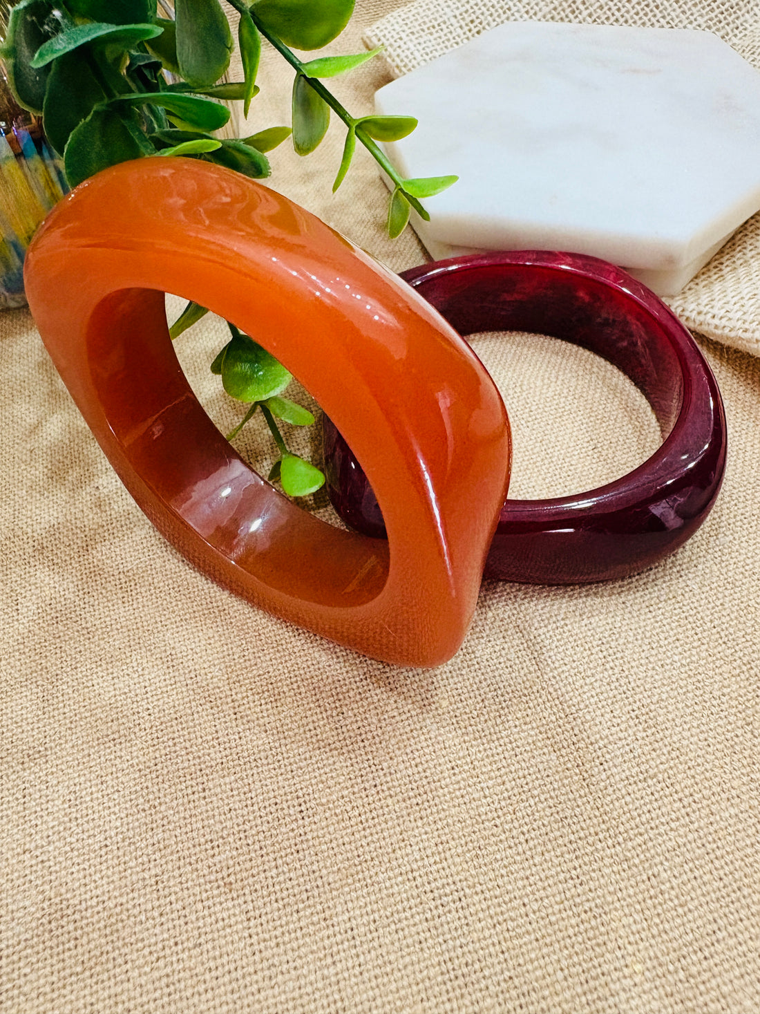 Exaggerated Resin Bangles Pack of 2