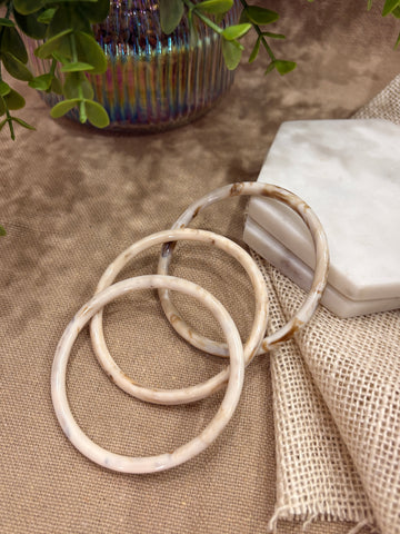 White Retro Solid Acrylic Bangle Pack of 3