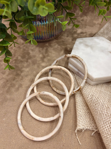 White Retro Solid Acrylic Bangle Pack of 4