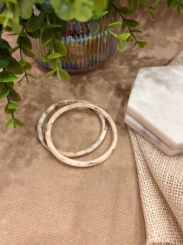 White Retro Solid Acrylic Bangle Pack of 2