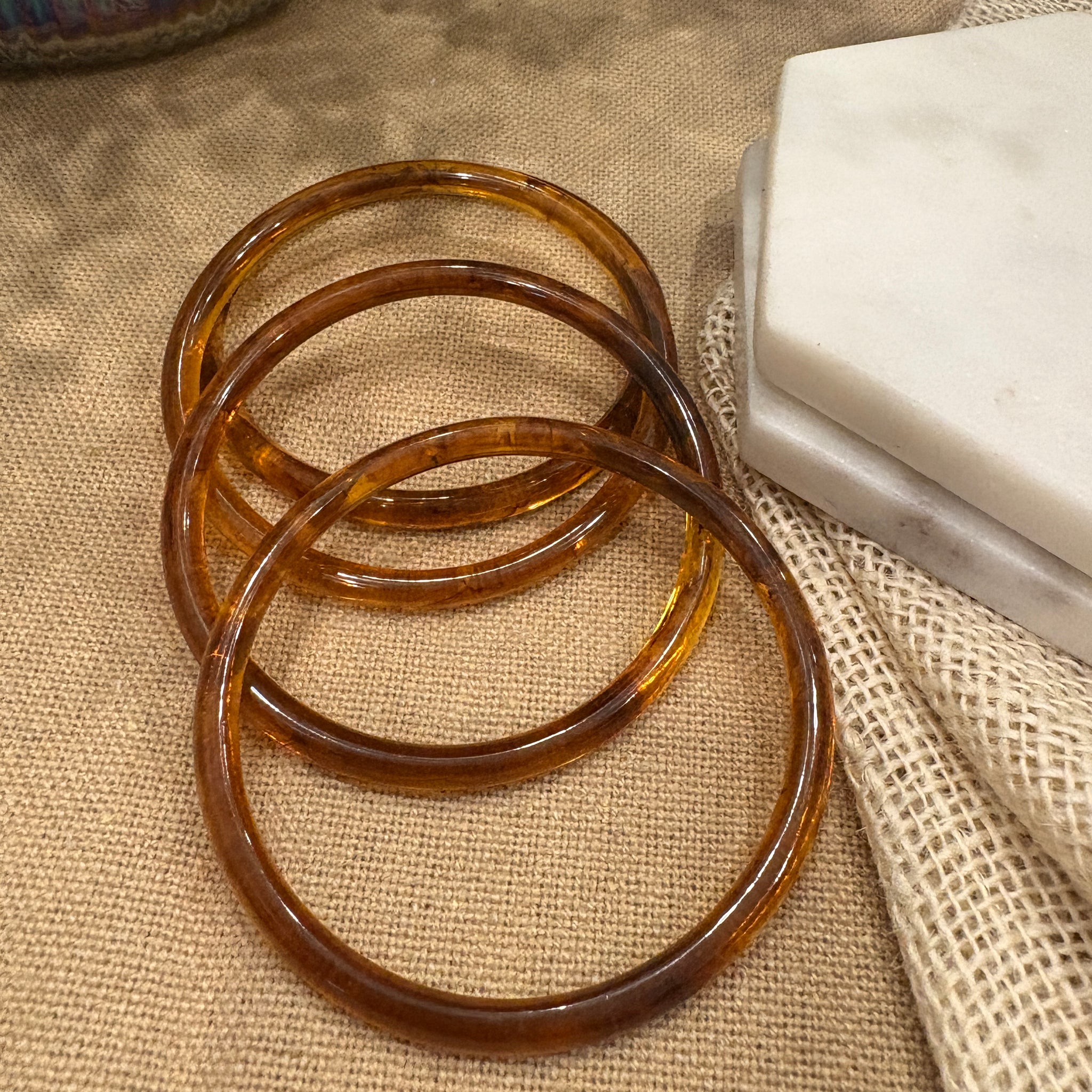 Brown Retro Solid Acrylic Bangle Pack of 4