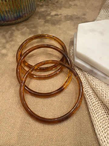Brown Retro Solid Acrylic Bangle Pack of 4