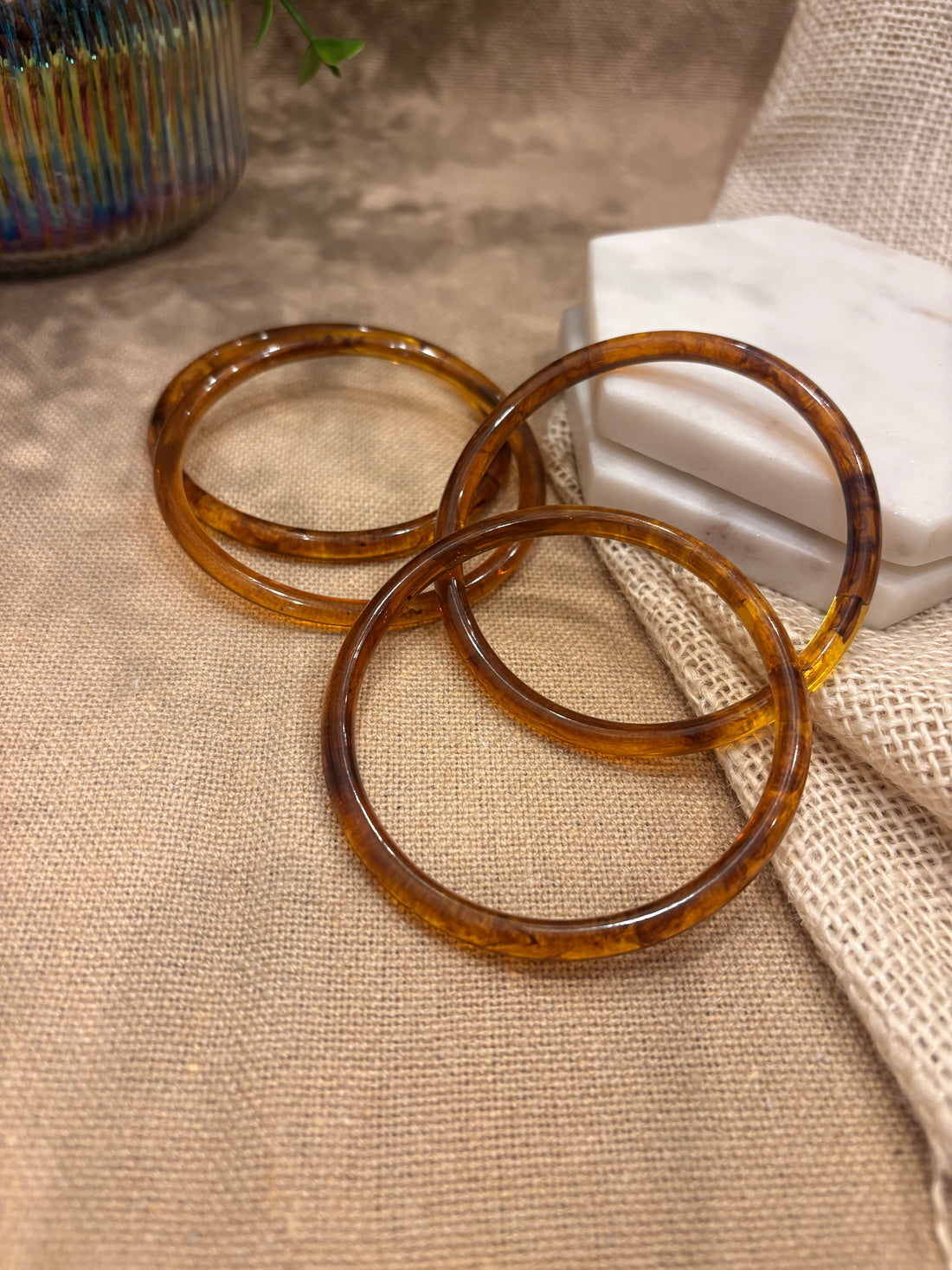 Brown Retro Solid Acrylic Bangle Pack of 4