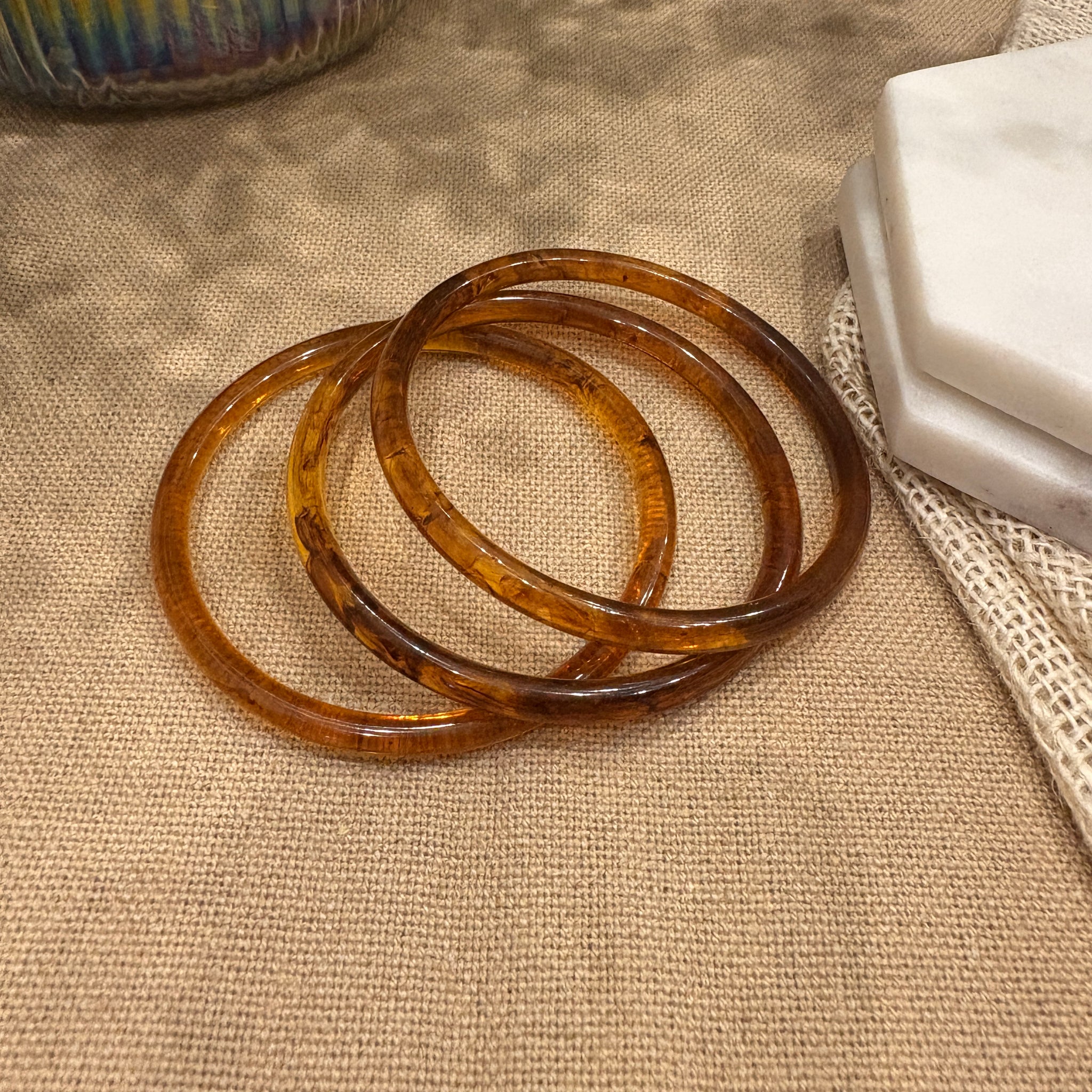 Brown Retro Solid Acrylic Bangle Pack of 3