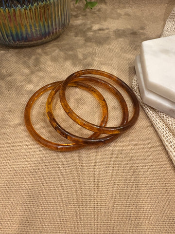 Brown Retro Solid Acrylic Bangle Pack of 3