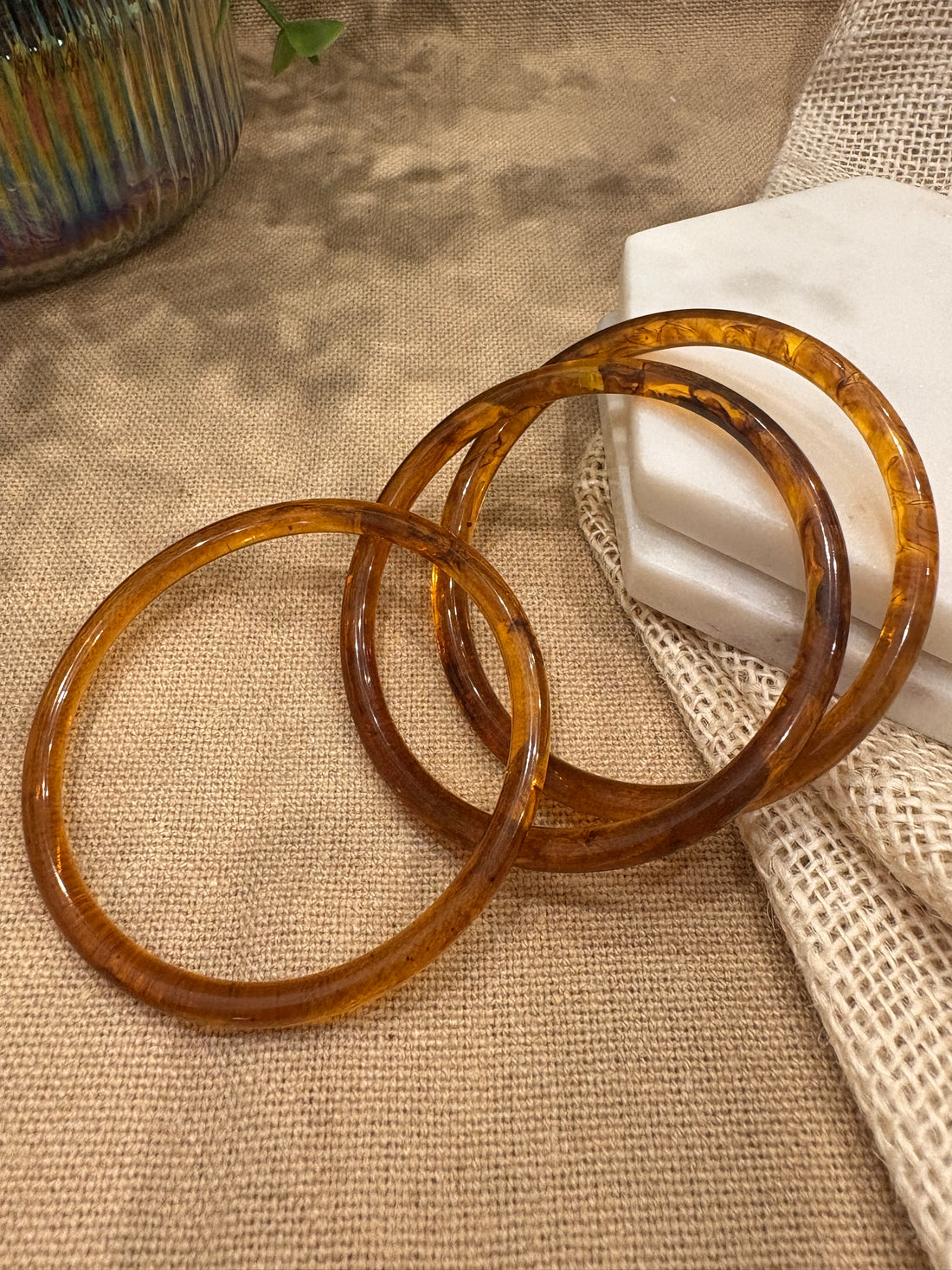 Brown Retro Solid Acrylic Bangle Pack of 3