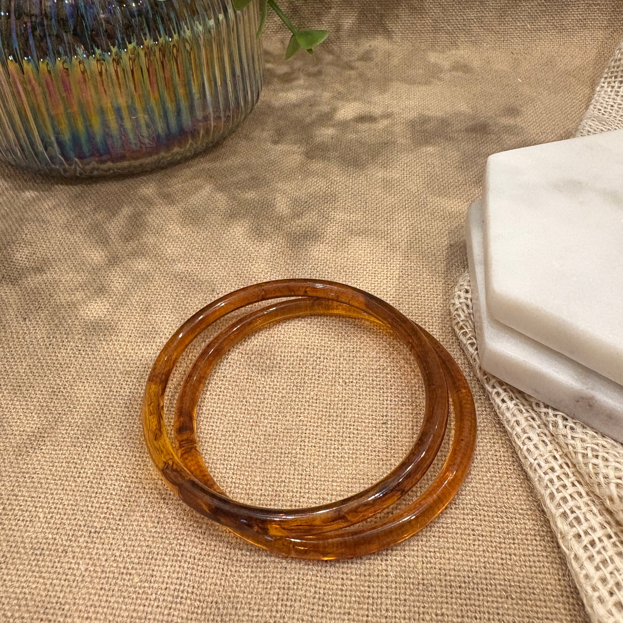 Brown Retro Solid Acrylic Bangle Pack of 2