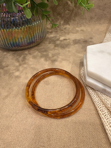 Brown Retro Solid Acrylic Bangle Pack of 2