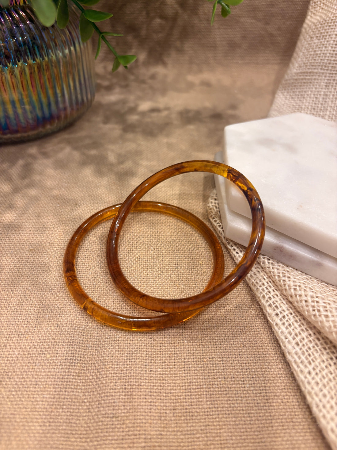 Brown Retro Solid Acrylic Bangle Pack of 2