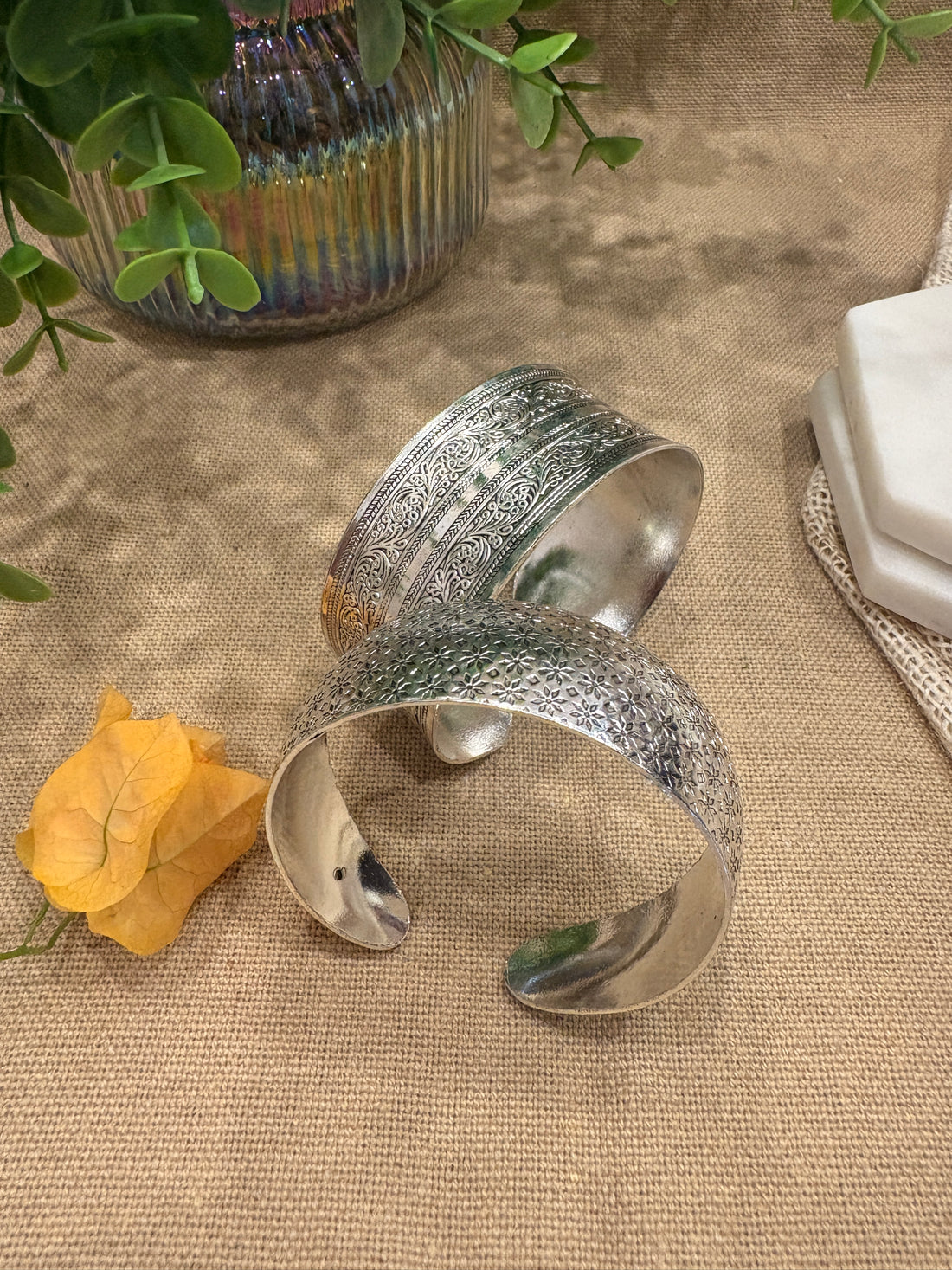 Silver Replica Handcrafted Bracelet Set Of Two