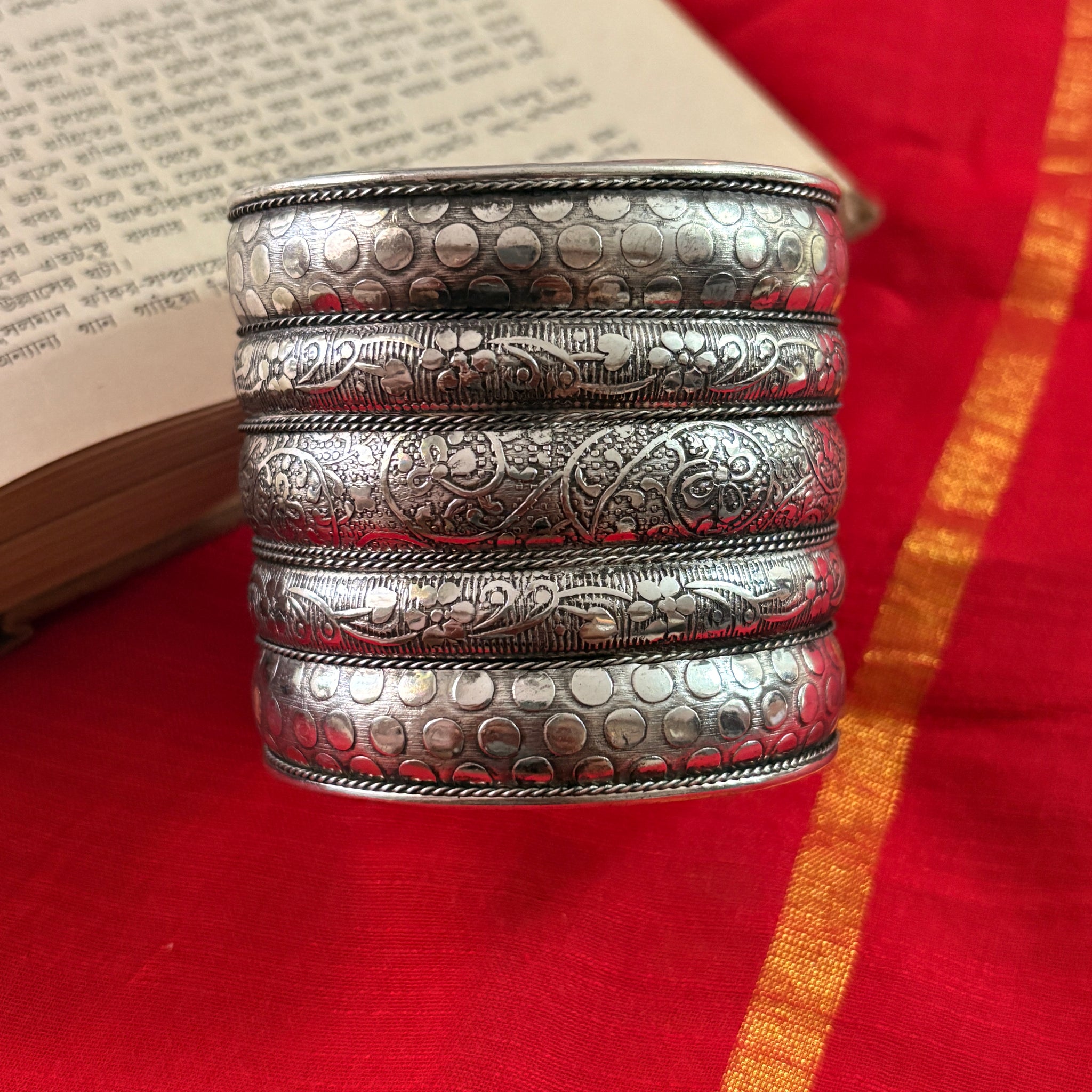 Mehira Silver Oxidized Bracelet Cuff